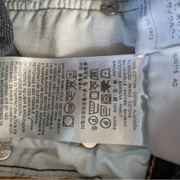 Levi’s 501 Cut Off Jean Shorts High Rise Raw Hem Size 28 Dark Blue Wash - Picture 7 of 8